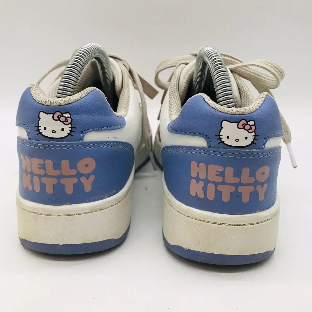 Hello Kitty Casual Court Sneakers by Sanrio Women's 8 White Pink Blue Limited